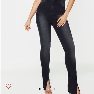 Tall Black Split Front Skinny Jeans